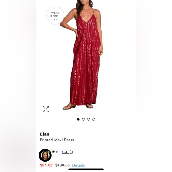 ELAN INTL❣️NWT$91 Gorgeous Bohemian Boho Red Cleo Maxi Dress - Picture 5 of 16